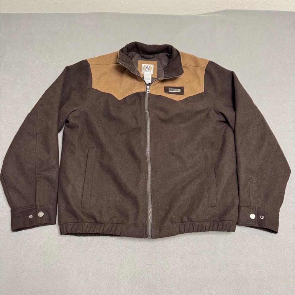 Cinch Jacket Mens Large Brown Wool Blend Western Concealed Carry Bomber Coat